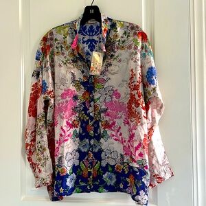 Johnny Was oversized long sleeved Shellinay  Nicola button down blouse size XS